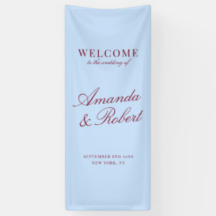 Elegante Blau- und Burgunderrote Hochzeitsbegrüßun Banner
