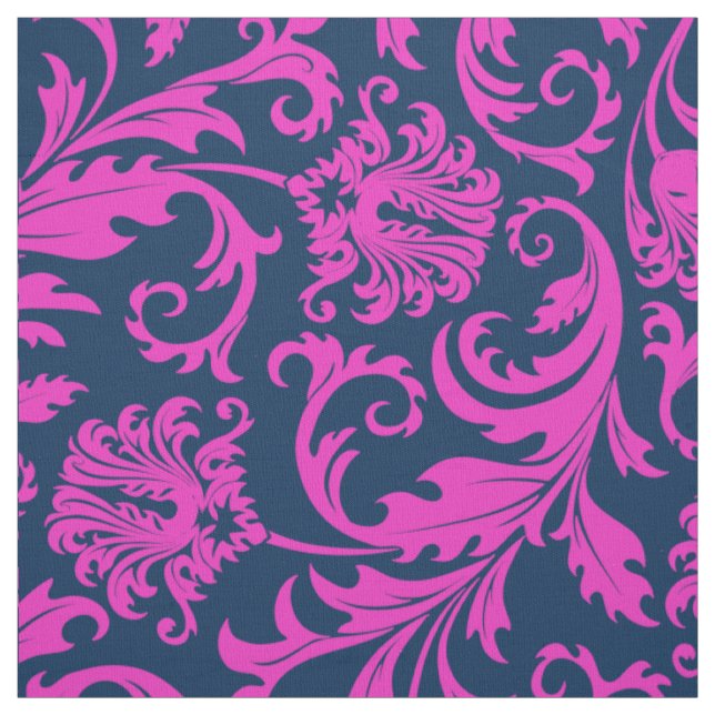 Elegante Blau- und Hot-Pink-Damaskus Stoff (Muster)