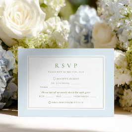 Elegante Blau- und Salbei-Hochzeits-Antwortkarte RSVP Karte