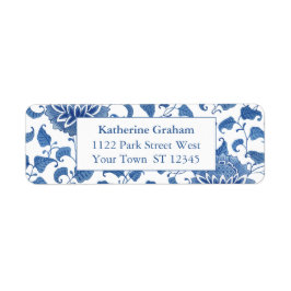 Elegante Blau-Weiß-Chinoiserie Rücksendeadresse
