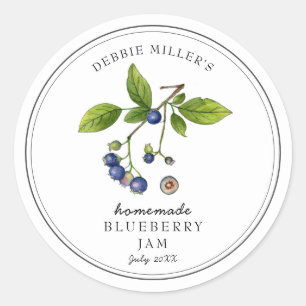 Elegante Blaubeere auf weißem Marmeladenglas  Runder Aufkleber