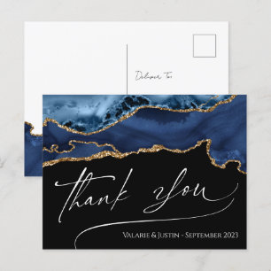Elegante Blaue Achat-Dankes-Postkarte Postkarte