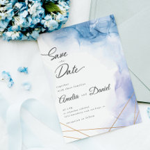Elegante Blaue Achat Hochzeit Save the Date