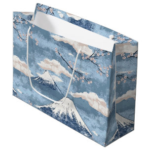 Elegante blaue Alpen-Berg-Wasserfarbenkunst Große Geschenktüte