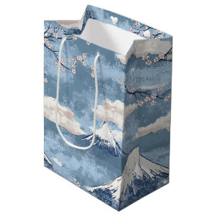 Elegante blaue Alpen-Berg-Wasserfarbenkunst Mittlere Geschenktüte