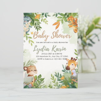Elegante blaue Aquarell-Baby-Shower-Einladung mit Einladung