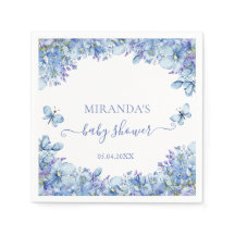 Elegante blaue Aquarell-Blumen-Baby-Party