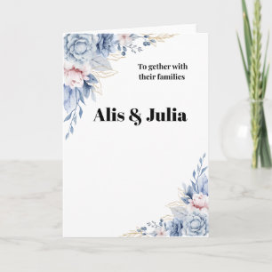 Elegante blaue Aquarell-Blumen-Hochzeitseinladung Karte