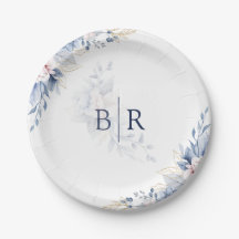 Elegante blaue Aquarell-Blumenhochzeit