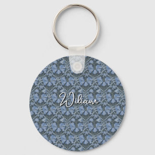 Elegante Blaue Aquarell-Blumenmuster-Einladung Schlüsselanhänger
