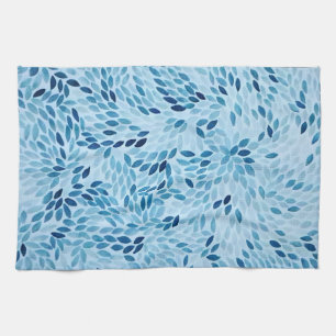 Elegante blaue Aquarell-Blütenblätter Kunsthandwer Geschirrtuch
