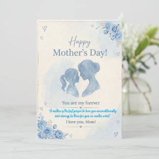 Elegante Blaue Aquarell-Muttertags-Karte Einladung