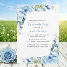 Elegante blaue Aquarell-Rosen-Junggesellinnen-Absc