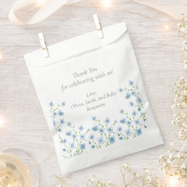 Elegante Blaue Aquarell-Wildblumen-Baby-Party Geschenktütchen