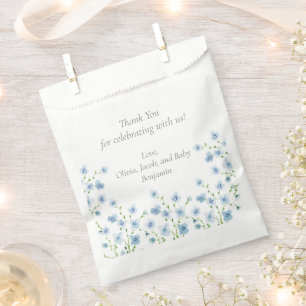 Elegante Blaue Aquarell-Wildblumen-Baby-Party Geschenktütchen