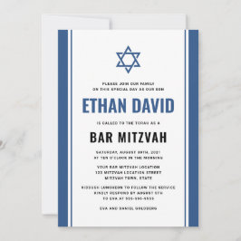 Elegante, blaue Bar mitzvah-Einladungen Einladung