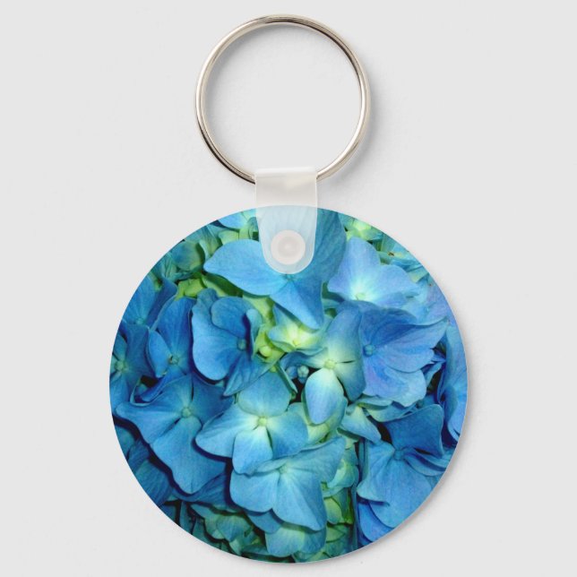 Elegante blaue Blume Blumenhydrangea Schlüsselanhänger (Vorderseite)