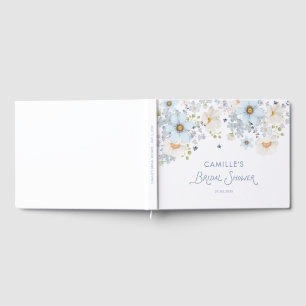 Elegante blaue Blumen-Braut-Hochzeitsdusche Gästebuch