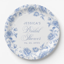 Elegante blaue Blumen-Chinoiserie-Bridal-Shower
