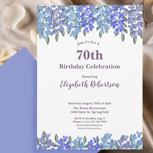 Elegante blaue Blumen Frauen 70. Geburtstag Einladung
