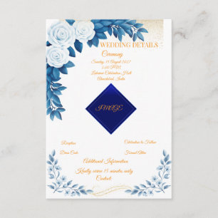 Elegante blaue Blumen-Hochzeits-Detailkarte Begleitkarte