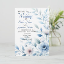 Elegante blaue Blumen-Hochzeitseinladung