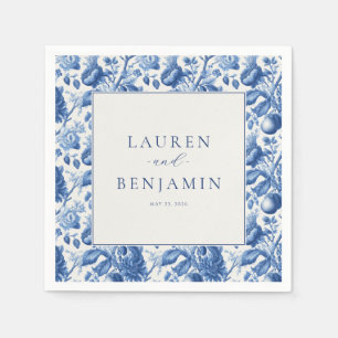 Elegante blaue Blumen-Hochzeitseinladung Serviette