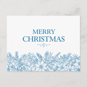 Elegante blaue Blumen-Merry-Christmas-Chinoiserie Postkarte