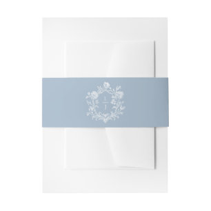 Elegante blaue Blumen-Wappen-Monogramm-Hochzeitsei Einladungsbanderole