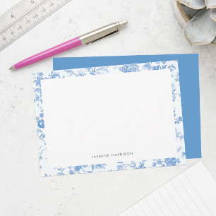 Elegante blaue Blumengrenze französische Toile de Mitteilungskarte