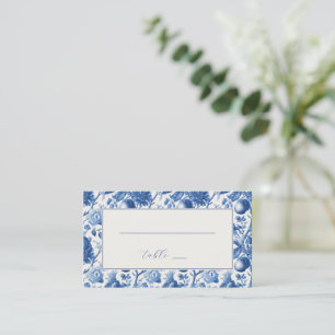 Elegante blaue Blumengrenze Platzkarte