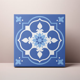 Elegante blaue Blumenverzierung Azulejo Fliese