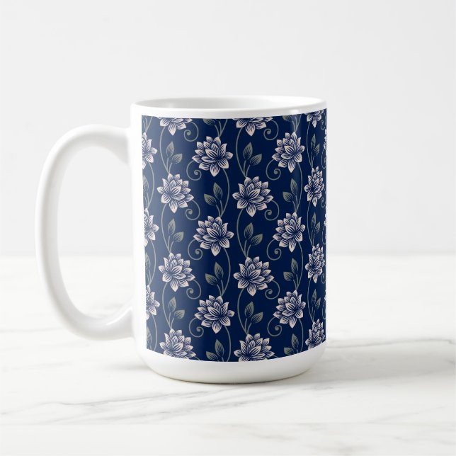 Elegante blaue Blüten Kaffeetasse (Links)
