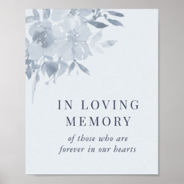 Elegante, blaue Blütenhochzeit im Gedächtnis Poster