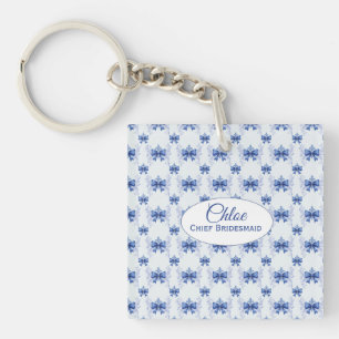Elegante blaue Bogen-Brautparty Schlüsselanhänger