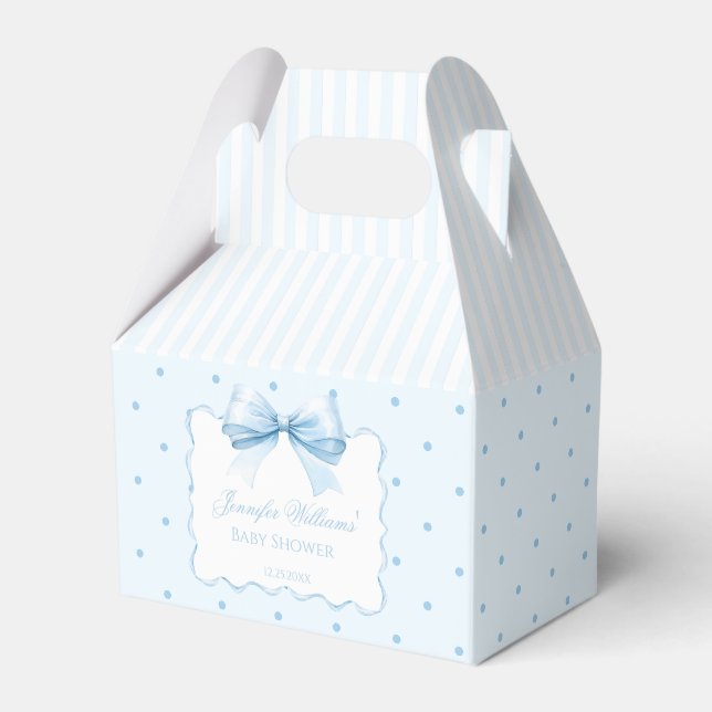 Elegante blaue Bogen-Punkt-Babydusche Geschenkschachtel (Vorderseite)