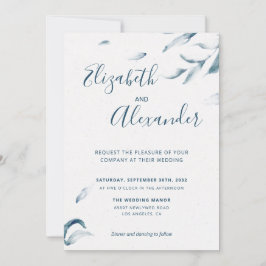 Elegante blaue botanische Aquarellfarben einfache  Einladung