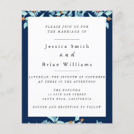 Elegante Blaue Botanische Hochzeit Flyer