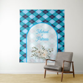 Elegante blaue Brautparty-Dekoration Wandteppich