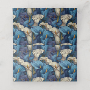Elegante blaue Calla-Lilien charmante tropische Ho Platzkarte