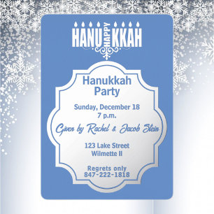 Elegante blaue Chanukka-Party Folieneinladung