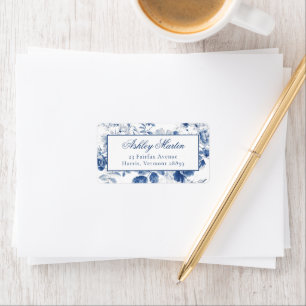 Elegante blaue Chinoiserie-Adressetiketten Adressaufkleber