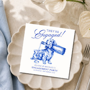 Elegante blaue Chinoiserie-Dachshund-Hochzeitseinl Serviette