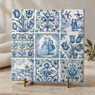 Elegante blaue Country-Floral-Toile Fliese