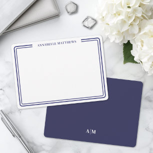 Elegante blaue doppelte Umrandung minimalistisches Mitteilungskarte