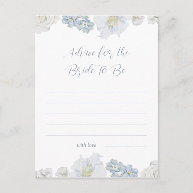 Elegante, blaue Duschempfehlung für die Braut Postkarte (Vorderseite)