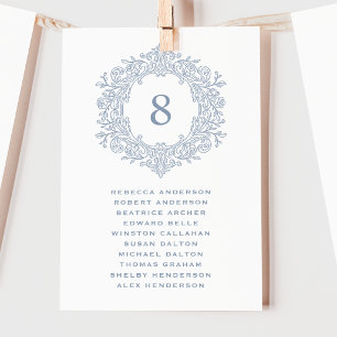Elegante blaue Erbstück-Wappen-Hochzeitssitzkarte