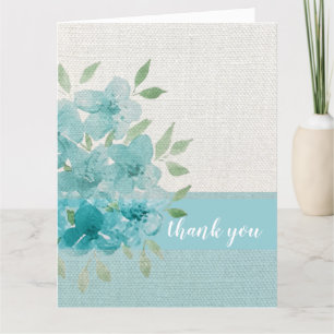 Elegante Blaue Feldblumen Aquarell Dankeskarte
