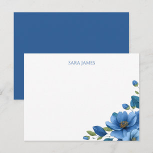 Elegante blaue Floral-Personalisierte-Postkarte Postkarte