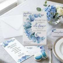 Elegante blaue florale Braut-Brunch-Party